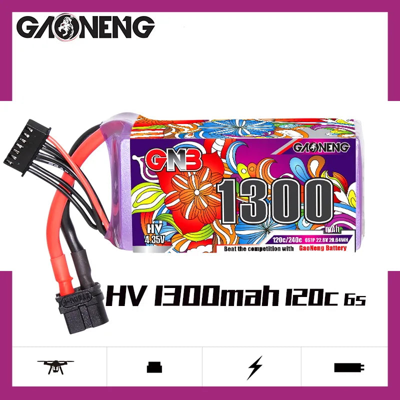GNB 1300mah 6S 22.8V Lipo Batteries (2 pack)