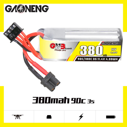 GNB 380mah 3S1P 11.4V HV 90C Lipo Battery