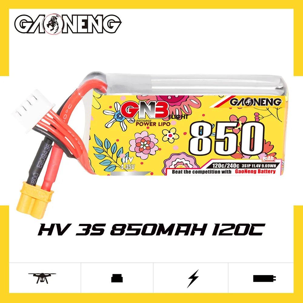 GNB 850mah 3S 11.4V Lipo Batteries (2 pieces)