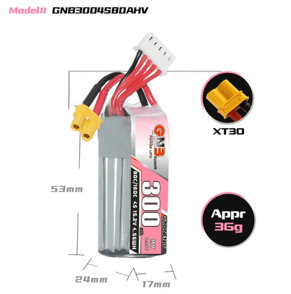 GNB LiHV 4S 15.2V 300mAh 80C XT30 LiPo Battery