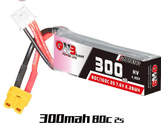 GNB LiHV 2S 7.6V 300mAh 80C XT30 LiPo Battery